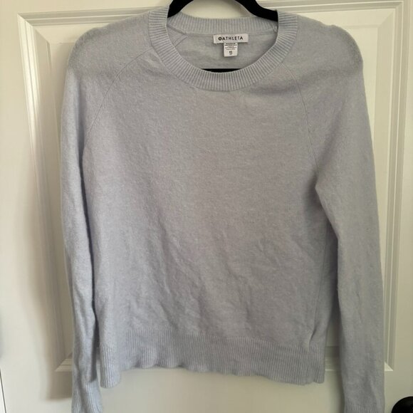 Athleta Hawthorn Crew Sweater Womens Blue Extra Fine Merino Wool Blend Size XS - Picture 1 of 3